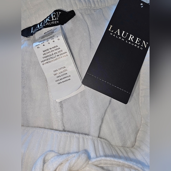 NWT Ralph Lauren 100% Cotton White Wide Leg Pants. Great for Vaca! XL (14/16) - Picture 2 of 5
